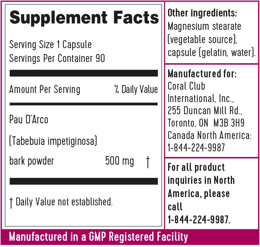 Pau D'Arco Bark (90 vegetable capsules)