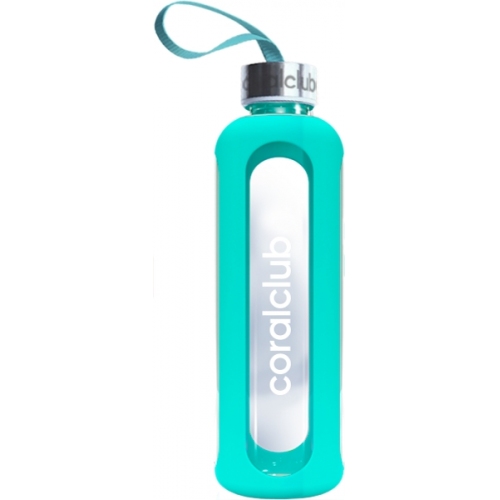 Botella de vidrio ClearWater Menta, para el agua, para el hogar, para el deporte.