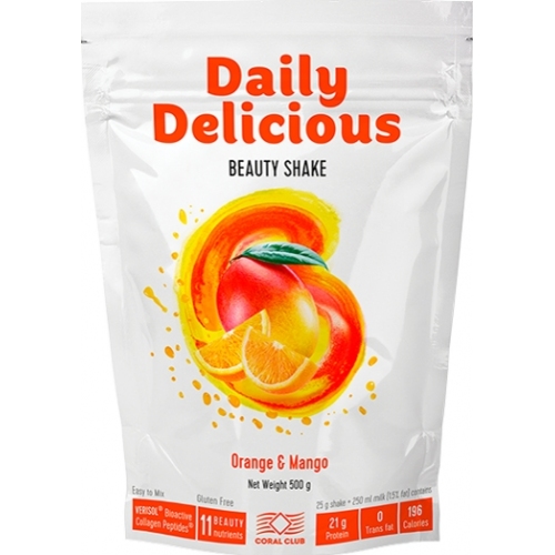 Energia: Daily Delicious Beauty Shake Orange-Mango, inteligentne jedzenie, kontrola wagi, witaminy, minerały, aminokwasy, bia