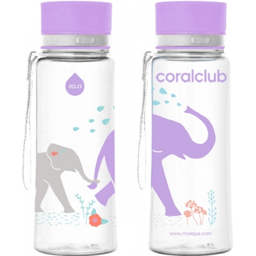 EQUA Plastikowa butelka «Słonie», na wodę, na sport, na podróż, glas bottle