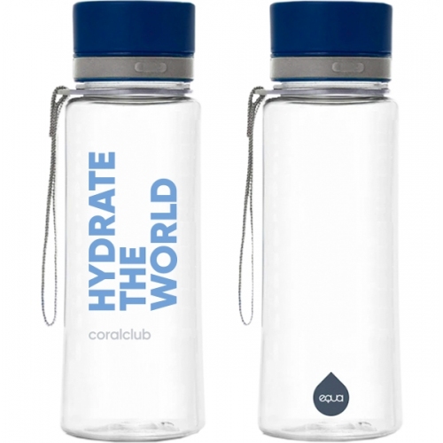 EQUA Plastic bottle «Hydrate the World», for water, for sports, for travel, glas bottle