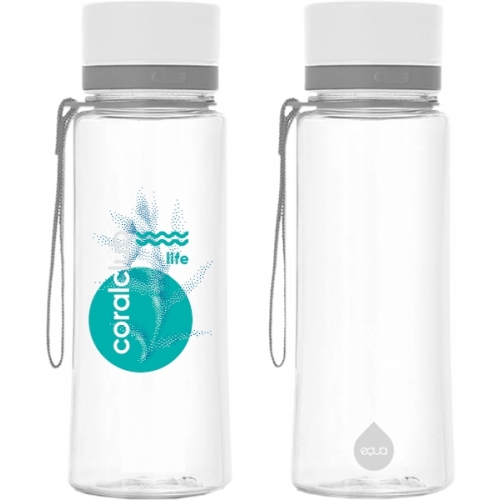 EQUA Botella de plástico «Life», para agua, para deporte, para viaje, glas bottle