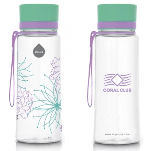 EQUA Botella de plástico «Flor», para el agua, para el deporte, para viajar., glas bottle